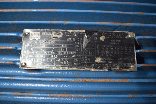 75 HP 1200 RPM Weg W22 inverter duty electric motor, Frame 404/5T, TEFC, 1.25 service factor, 230/460 V.(2 - Image 10