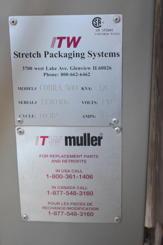 Muller #Cobra-500, 3 post rotary arm stretch wrapper system, Allen Bradley PanelView 300 Micro Control - Image 10