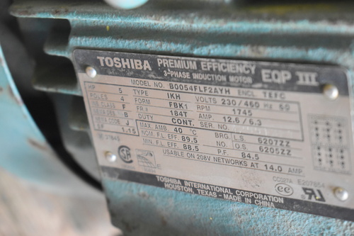 5 HP 1745 RPM Toshiba, Frame 184T, Dodge SCXT 225XA Torque Arm speed reducer SCXT225A, 230/460 Volts - Image 5