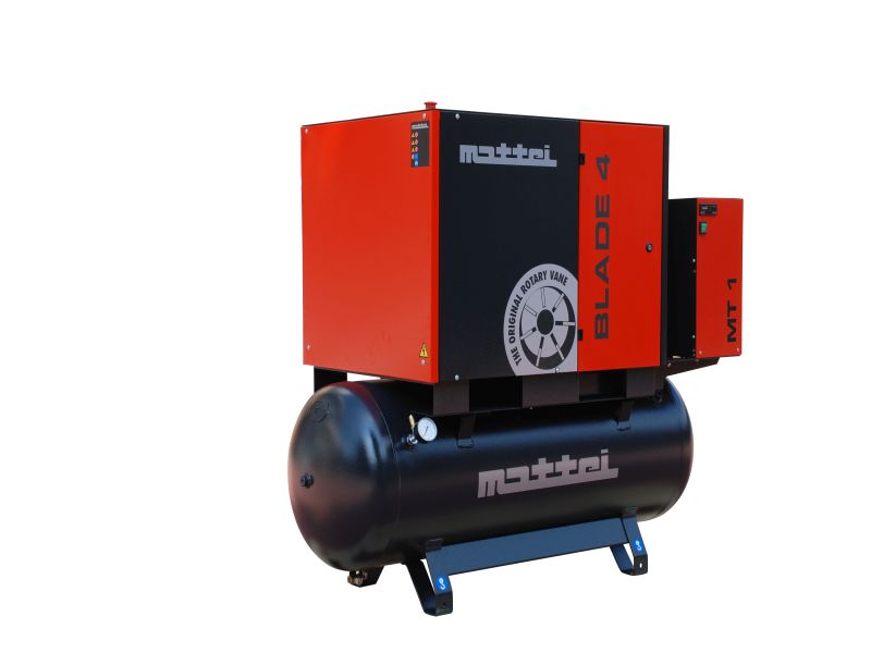10 HP Mattei #Blade-7-LX-TM-SE, Tank-Mounted Rotary Vane Air Compressor w/ Dryer, 39 cfm @ 115 psig, 61 - Image 1