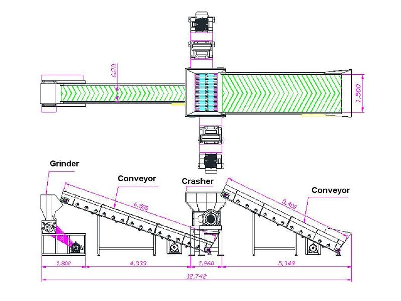 Cam-Wood #WX-1504HCX, Horizontal Wood Grinder, 20 HP - 1750 RPM, 15-3/8" x 4" infeed chute, 8" diameter air - Image 3