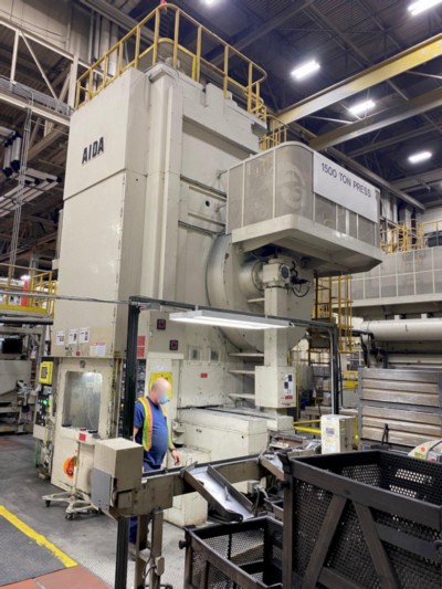 1500 Ton, Aida #PK-1500, knuckle joint press, 9.84" stroke, 44.09" die height, 1.18" slide adj - Image 1