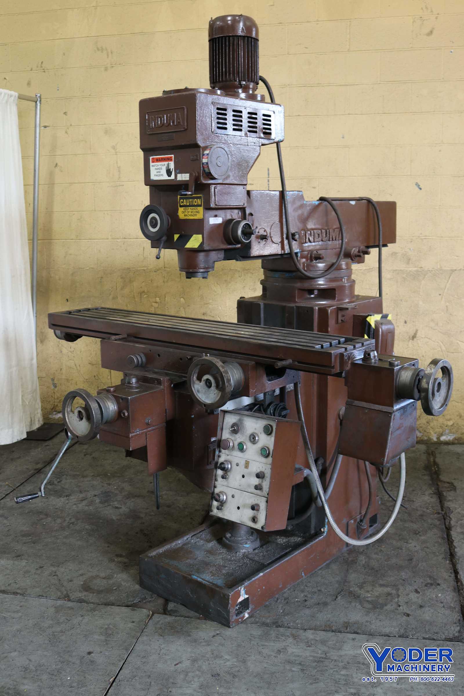 Induma #4SA, ram type vertical mill, 11" x58" table, 4 HP, #30 taper, #73329 - Image 1