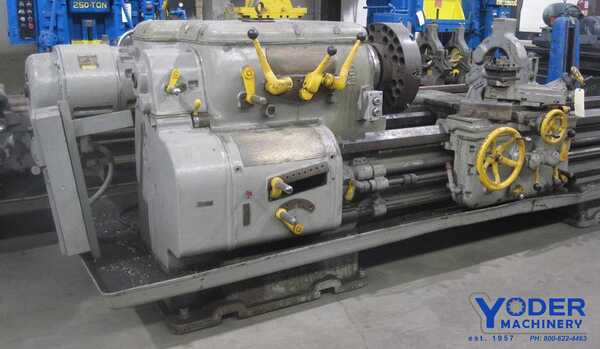 28" x 144" Axelson #25, engine lathe, 18" swing over cross slide, 4-jaw 21" chuck, chip pans, 20 HP, #57768 - Image 5
