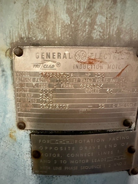 250 HP 1800 RPM General Electric, Frame 6328P24, weather protected enclosure type 1, 32.8 amps 1.15 service - Image 3