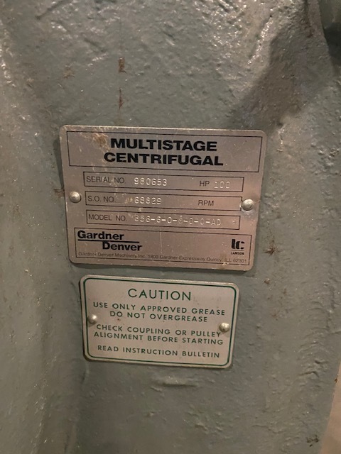 Gardner-Denver #856-6-0-0-0-0-AD, Gardner Denver multistage centrifugal pump, 100 HP - Image 4