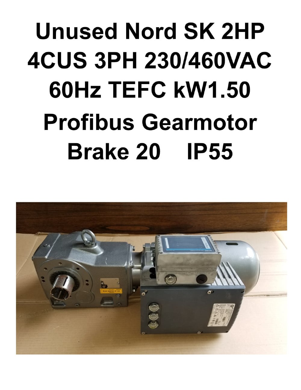2 HP 1660 RPM Nord Helical Bevel AC Gear Motor, 15:30 ratio, 230/460 Volts, new (2 available) - Image 1