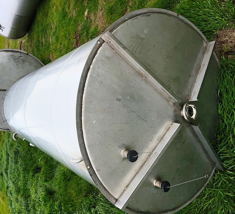 2400 gallon Stainless Steel single wall storage tank, 5' 6" dia. x 14' H, cone top, flat bottom - Image 3