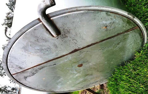 2400 gallon Stainless Steel single wall storage tank, 5' 6" dia. x 14' H, cone top, flat bottom - Image 6