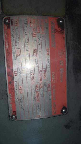 40 HP 1750/2100 RPM General Electric, Frame 327AT, DPBV, 500 VA, 300 VF - Image 2