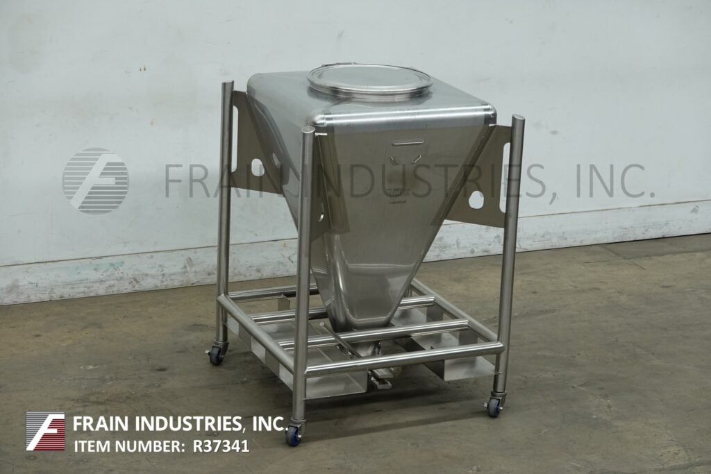 7 cu.ft., Tote Systems, 316 Stainless Steel tote / bin, 30" L x 30" W x 44" D vessel, 18" dia manway w/clamp - Image 1