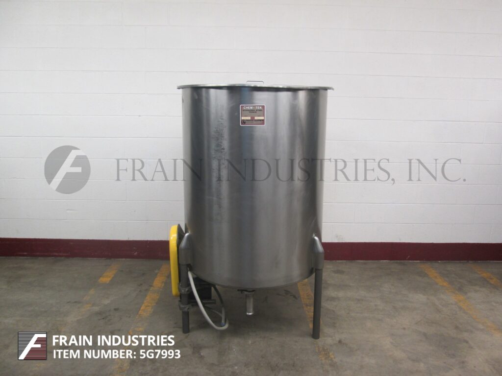 226 gallon Chem Tek, 304 Stainless Steel single wall tank, 38" diameter x 47" straight wall, lift up lid - Image 4