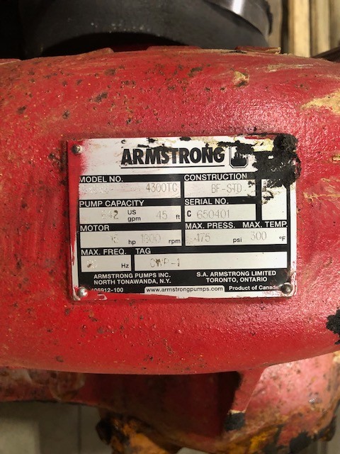 Armstrong #4300TC, Pump, 15 HP, 1800 RPM w/motor - Image 2