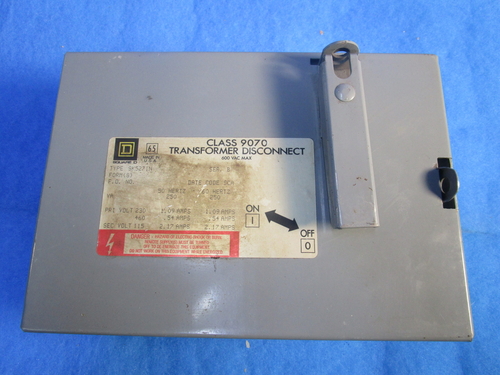 Square D Series B Class 9070 transformer disconnect, 600 VAC, 1 yr warranty, new - Image 1