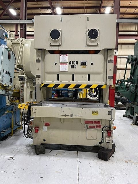 176 Ton, Aida #NC2-160(1), double crank gap frame press, 5.12" stroke, 12.4" Shut Height, 40-85 SPM, air - Image 1