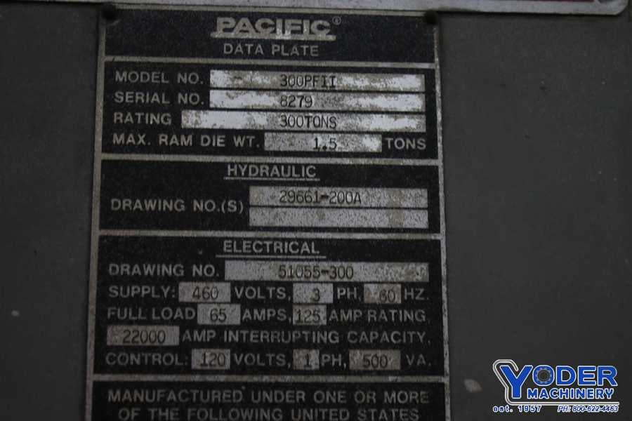300 Ton, Pacific #300PFII Pressformer-II, hydraulic C-frame press, 12" stroke, #76330 - Image 6