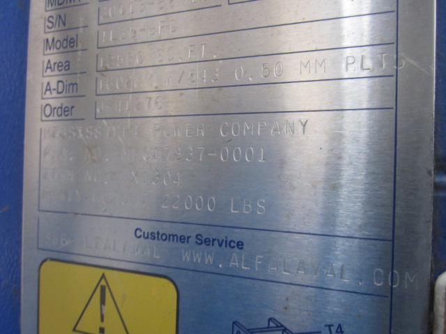12580 sq.ft., Alfa-Laval, TL35-BFD, 811 plates x .02", 185 psi, (2)14" inlets, (2)14" outlets, 2012 - Image 6