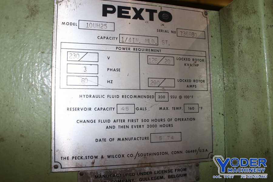 1/4" x 10' Pexto #10UH25, hydraulic shear, 36" front operated power back gauge, 20 HP, single & continuous - Image 7