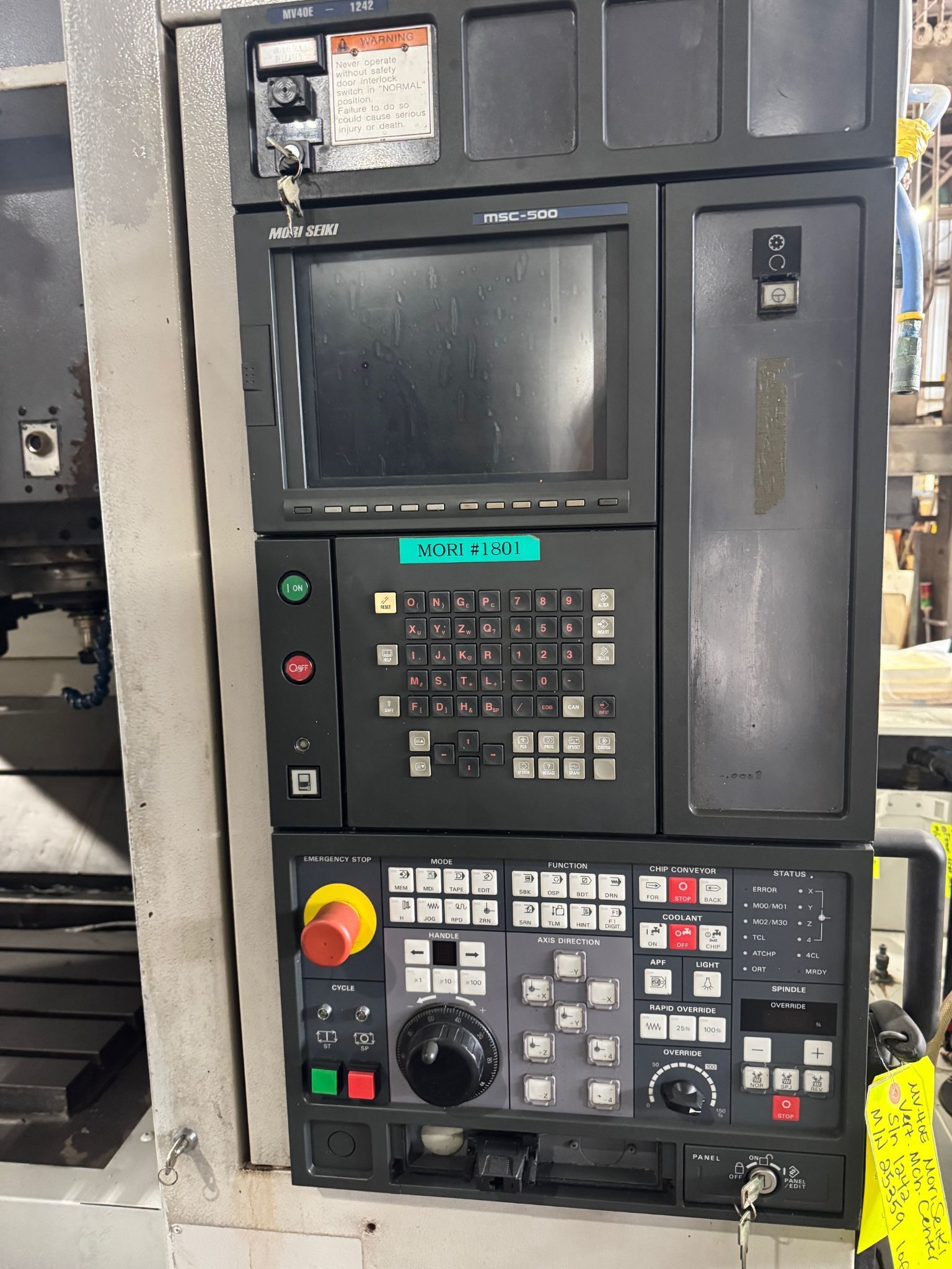 Mori Seiki #MV-40E, CNC vertical machining center,MSC-500 Control