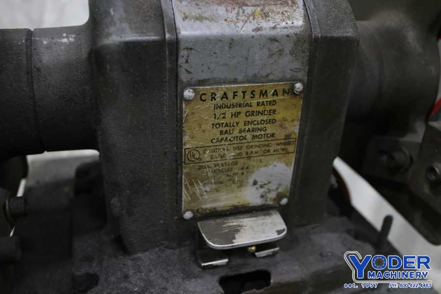 Craftsman #395, double end grinder, 8" dia x 1" width wheel, work light, 1/2 HP, #76298 - Image 3