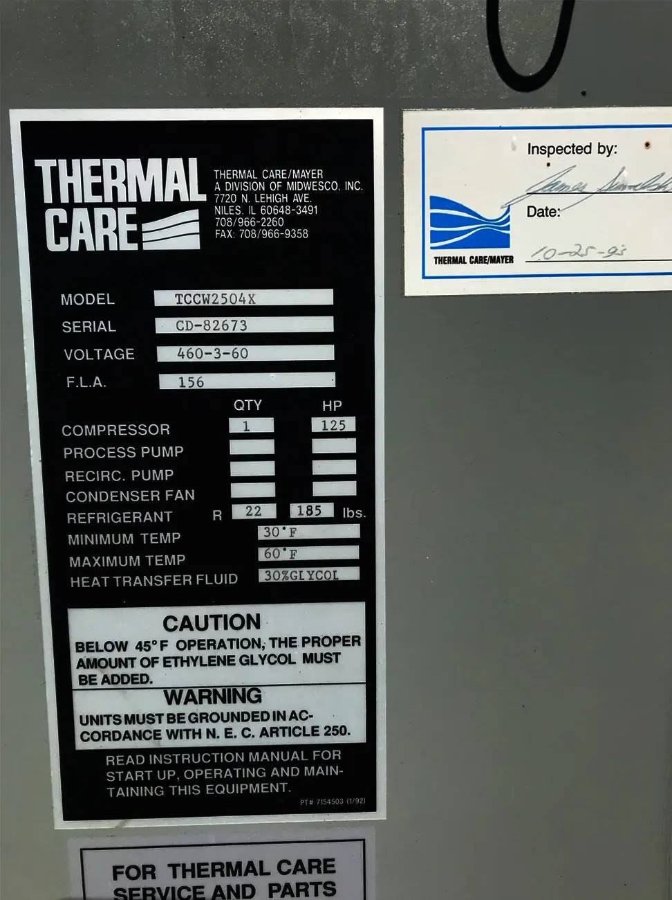 Vilter TCCW2504X, Thermal Care Water Cooled Chiller Skid, 125 HP - 1780 RPM, 7 cylinders - Image 6