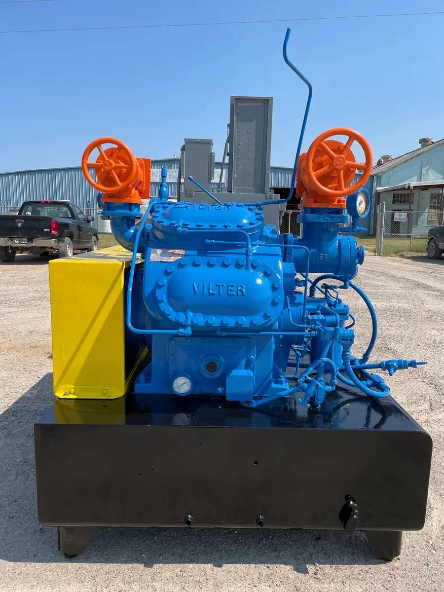 100 HP Vilter 448, 8-Cylinder Reciprocating Compressor Package, Belt Driven, 460 V, 1200 RPM, 320/162 psig - Image 3