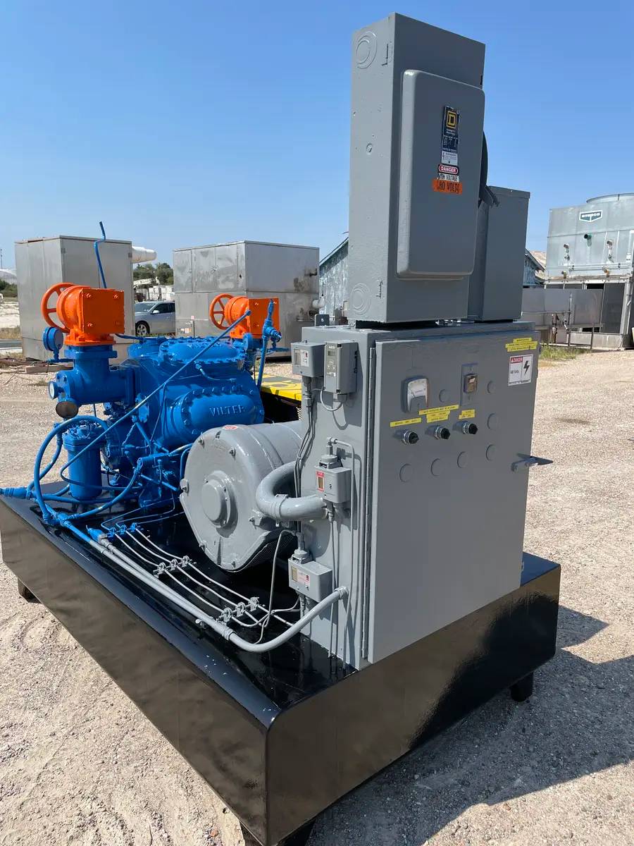 100 HP Vilter 448, 8-Cylinder Reciprocating Compressor Package, Belt Driven, 460 V, 1200 RPM, 320/162 psig - Image 5