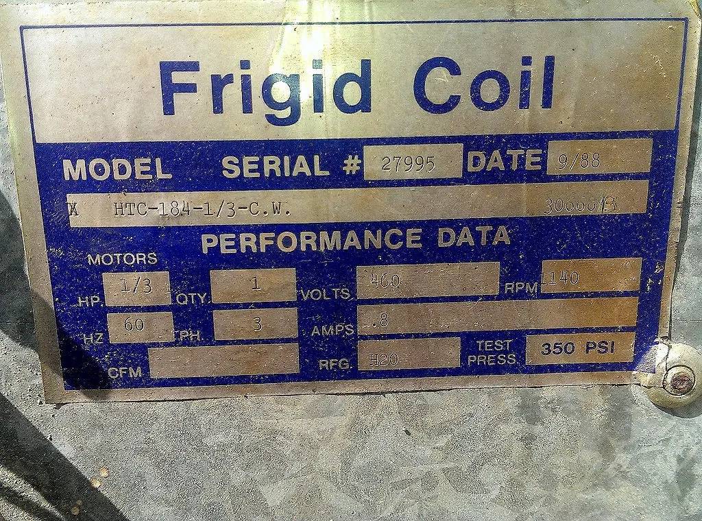 Frigid Coil HTC-184-1/3-C.width, Ammonia Evaporator Coil, 0.33 HP, 350 psi, 1988 - Image 8