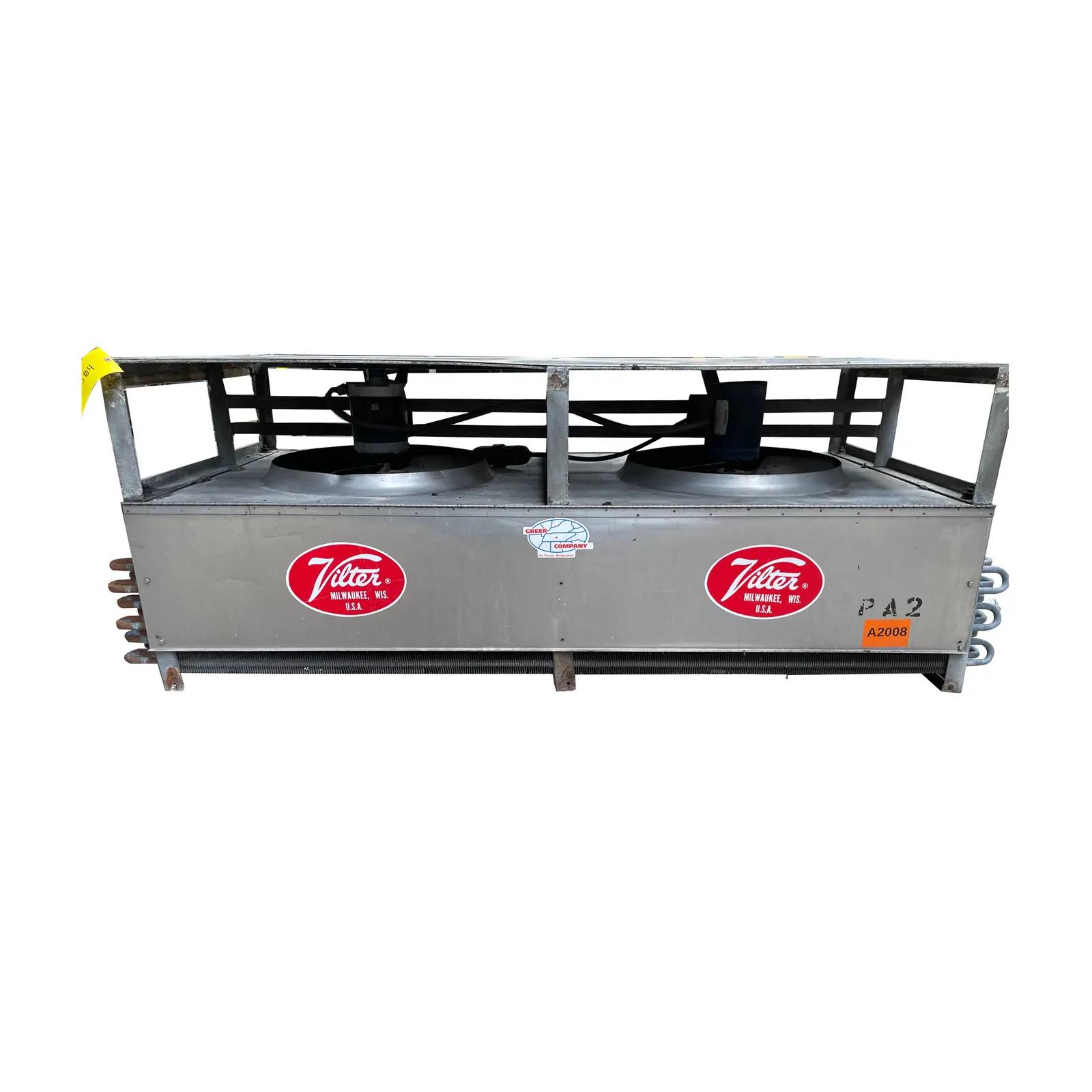 2 Fans, Vilter UF 21-64-1/2-XA-HGC, Ammonia Evaporator Coil - 9 TR, Low Temperature, 2 HP, 11600 CFM, 550 FPM - Image 1