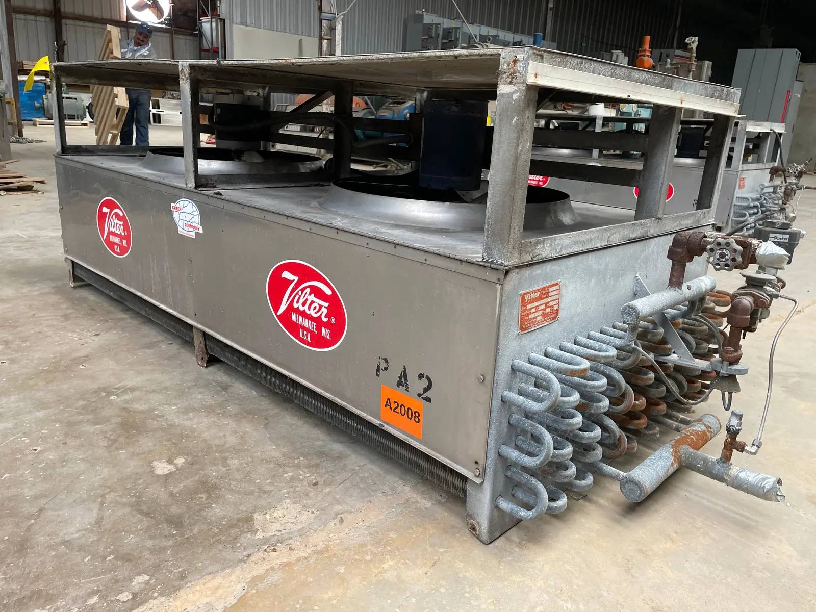 2 Fans, Vilter UF 21-64-1/2-XA-HGC, Ammonia Evaporator Coil - 9 TR, Low Temperature, 2 HP, 11600 CFM, 550 FPM - Image 3