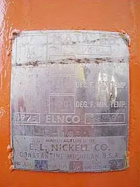 140 gallon E.L. Nickell C-1930, Ammonia Vertical Receiver, 24" diameter x 72" L Tank, 150 Psi @ 650 F to -20 F - Image 7