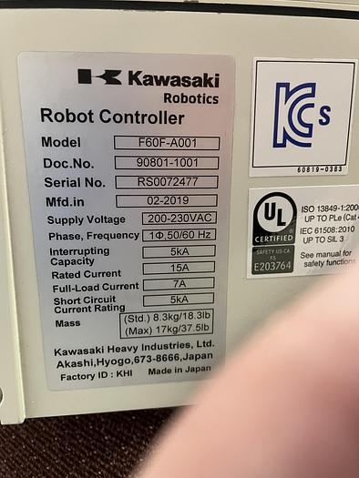 Kawasaki, RS007L, 6-Axis robot, F60F Control with Cubis S, 7 Kg, 930mm H reach, 2019 - Image 6