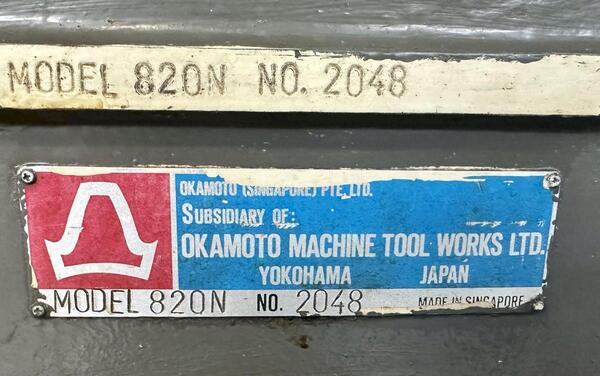 8" x 20" Okamoto #820N, 8" x20"magnetic chuck, 8" wheel, 15.6"under wheel, 3 HP, 1981 - Image 6