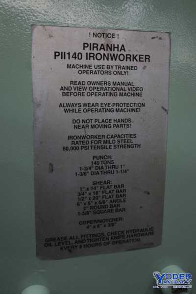 6" x 6" x 5/8" Piranha #PII140, hydraulic ironworker, 140 ton, 20 HP, joystick controls, 1997, #76404 - Image 5