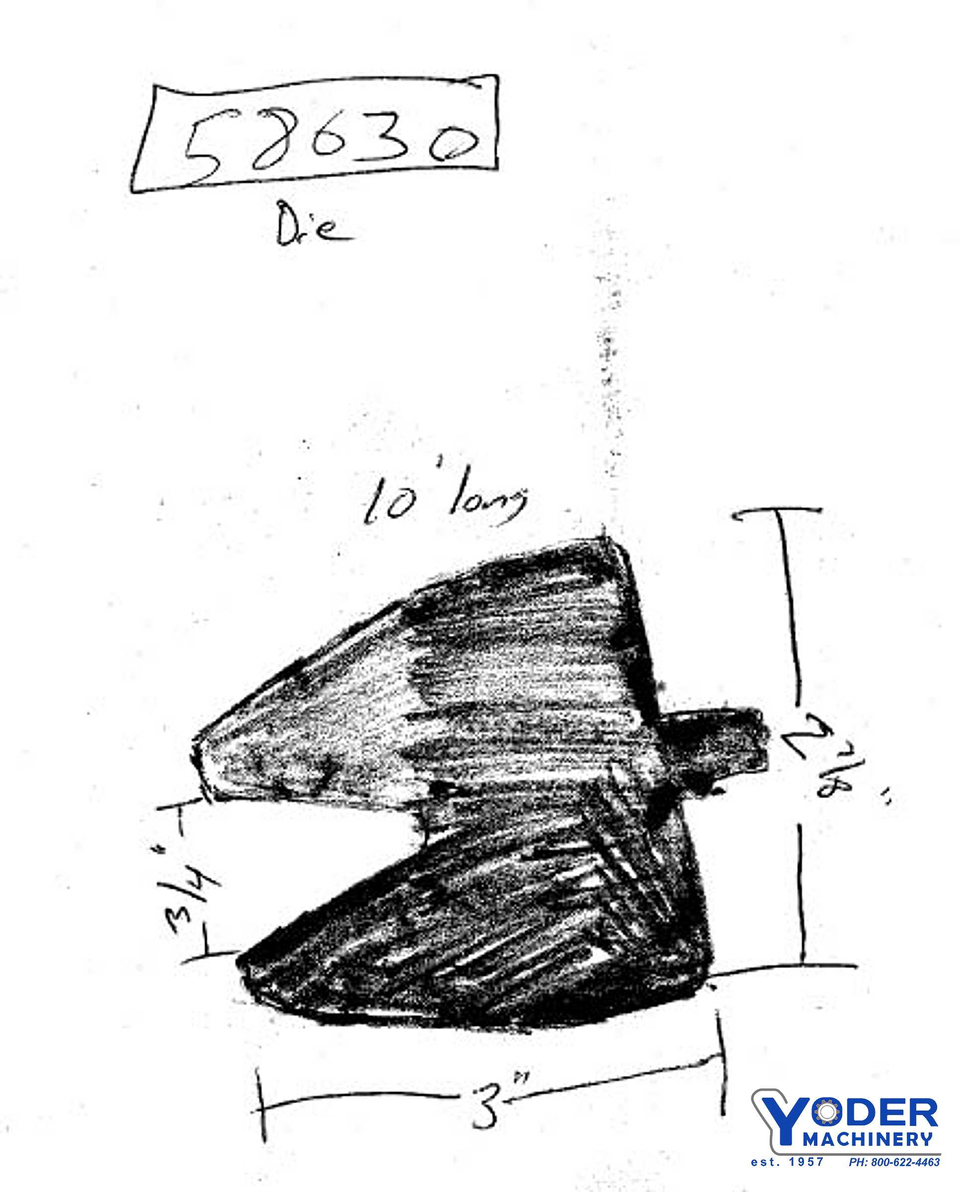 Acute angle die, 10' x 3" x 1" opening, #58630 - Image 1