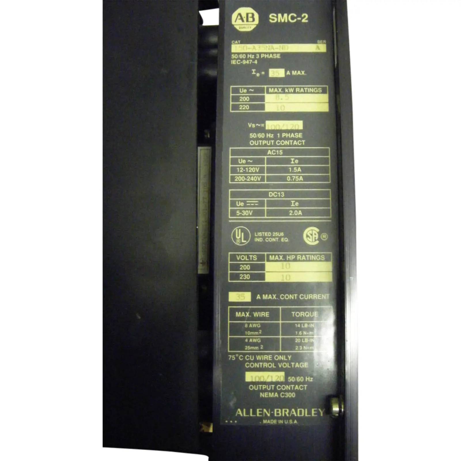 Allen-Bradley, SMC-2, Smart Motor Controller Soft Start, 10 HP, 8.5-10 kW, 200 to 240 V, 50/60 Hz, 3 phase - Image 1