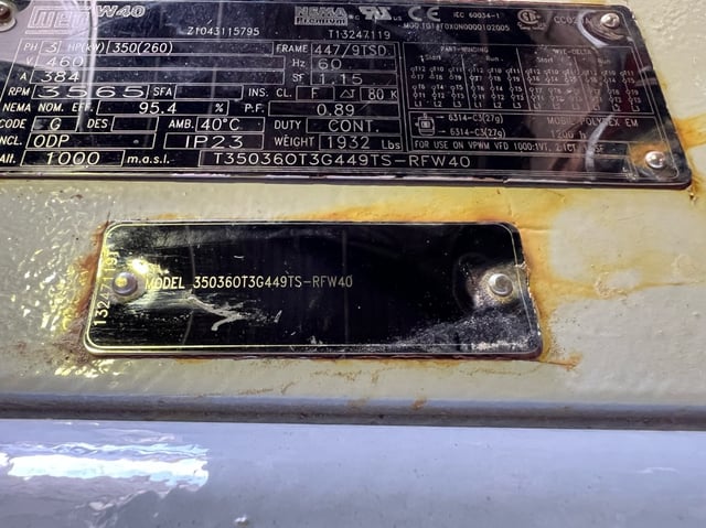 350 HP 3600 RPM Weg, Frame 447/9TSD, Drip-Proof Ball Bearing, 460 Volts, New Surplus - Image 5