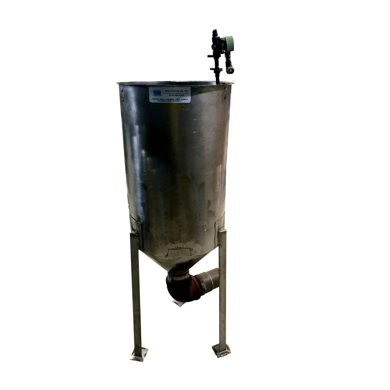 30 gallon Stainless Steel Cone Bottom Tank, 7.75" diameter x 28" H sidewall - Image 2
