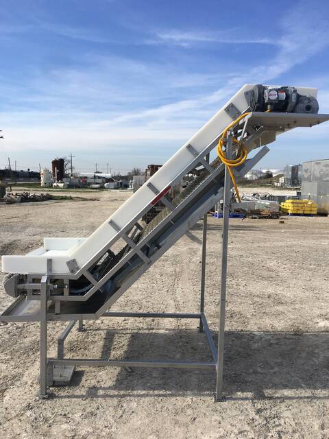 40" wide, Incline Conveyor, 1 HP, 38" wide plastic belt, 5" sidewalls, 36" Infeed elevation, 87" Discharge - Image 4