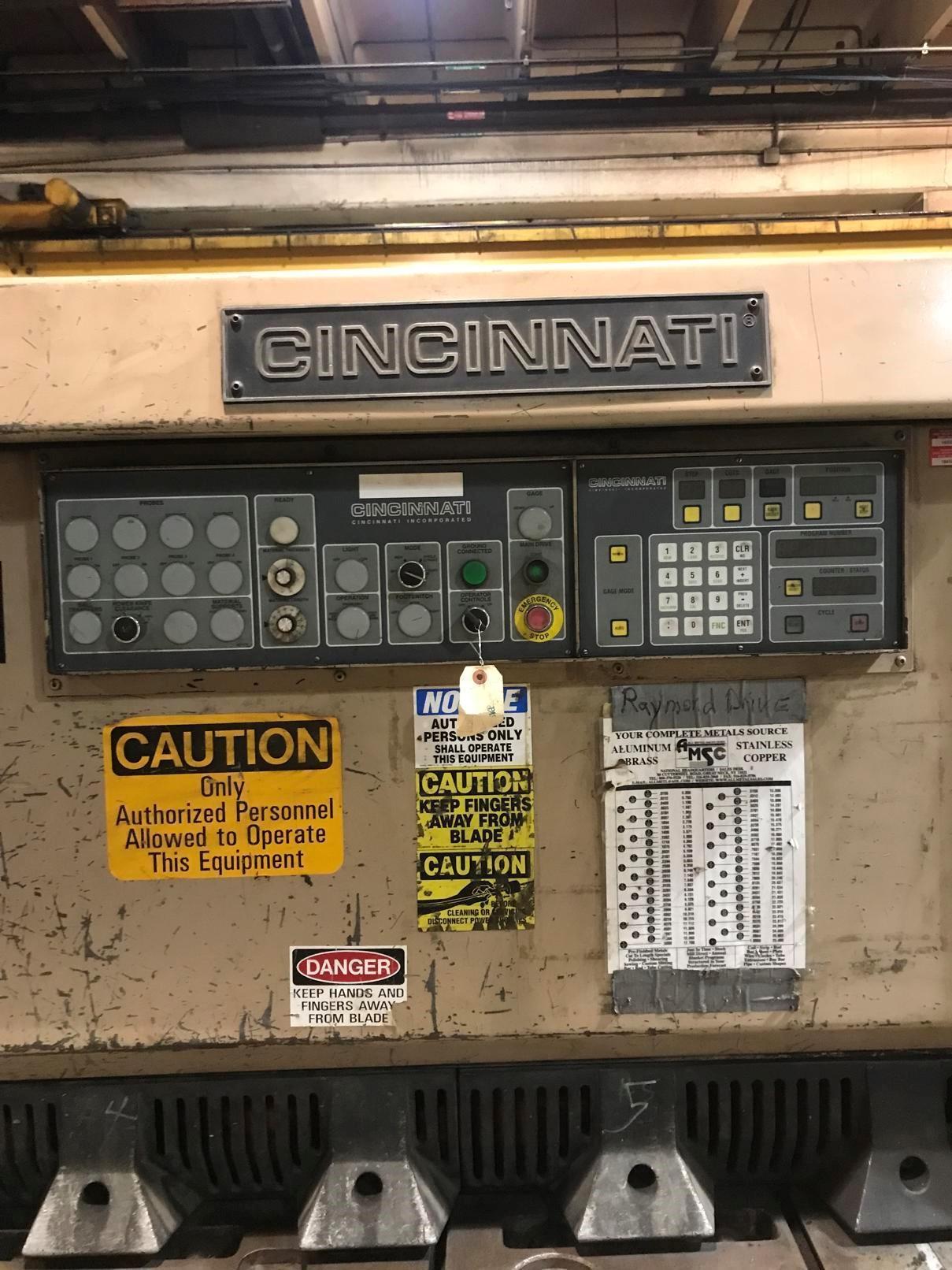 1/4" x 10' Cincinnati #250HS, Hydraulic Squaring Shear, 11 hold downs - Image 6