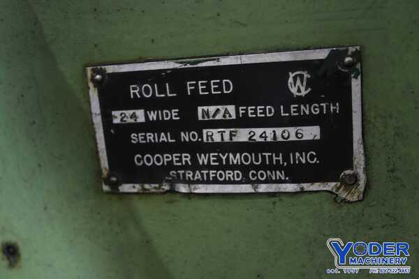 24" Cooper Weymouth roll feeder straightener, 3-1/2" feed roll diameter, 3 HP, #74135 - Image 1