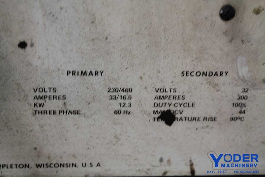 Miller #CP-300, 33/16.5 amps, 230/460 V., serial #HF889825, #62286 - Image 6