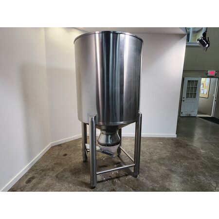 Stainless Steel Sanitary Dry Storage Bin Hopper, 32 cu.ft., 44" diameter x 48" vertical side, 11" discharge - Image 2