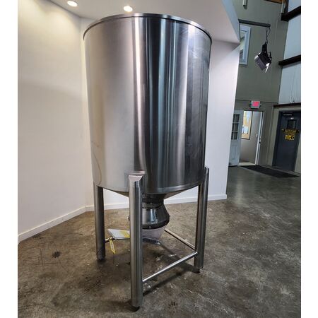 Stainless Steel Sanitary Dry Storage Bin Hopper, 32 cu.ft., 44" diameter x 48" vertical side, 11" discharge - Image 3