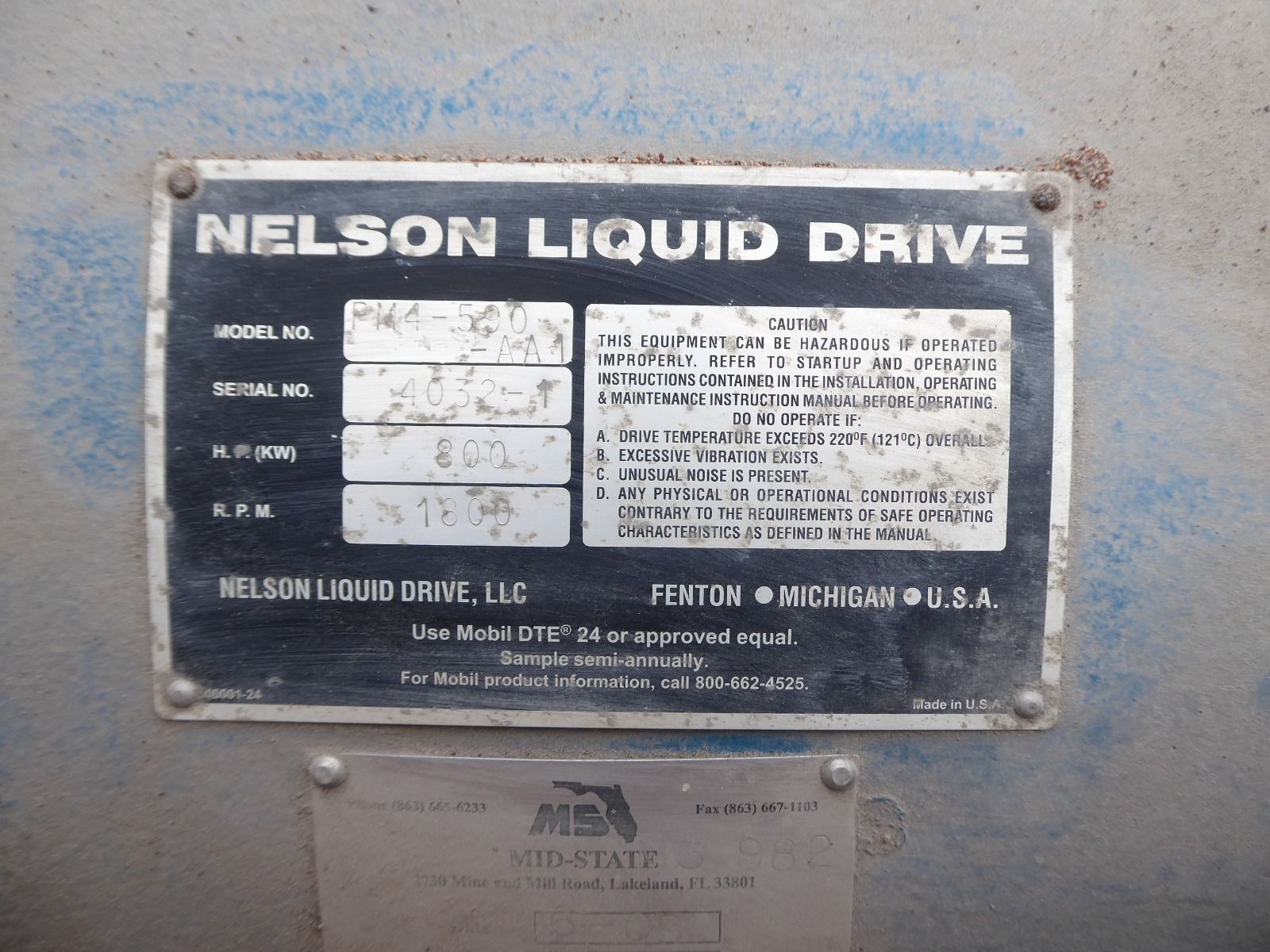 Nelson PM4-590-AA1, liquid drive power transmission, 800 HP, 1800 RPM - Image 7