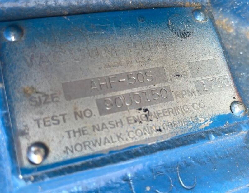 Nash #AHF-50S, Liquid Ring Vacuum Pump, Stainless Steel, 3 HP, 1-1/2 gpm, 2" and 1-1/4" in and outlet - Image 3