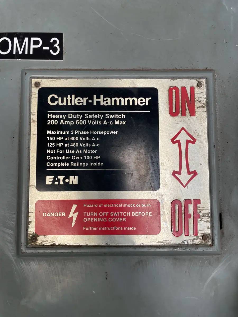 200 Amp. Cutler Hammer #DH364FGK, Heavy Duty Safety Switch, 150 HP, 480/600 V, 3 wires - Image 10