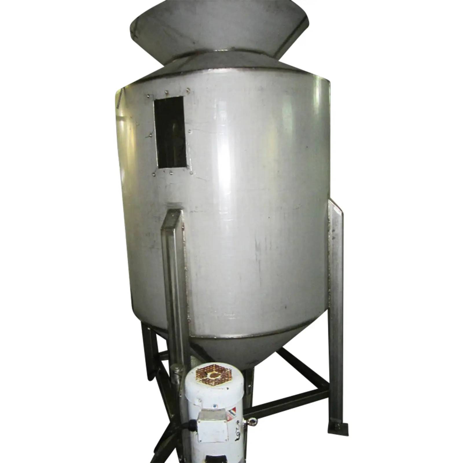 750 gallon Stainless Steel Mixing Tank, 1.5 HP, 4' diameter x 8' H tank, cone top & bottom - Image 1