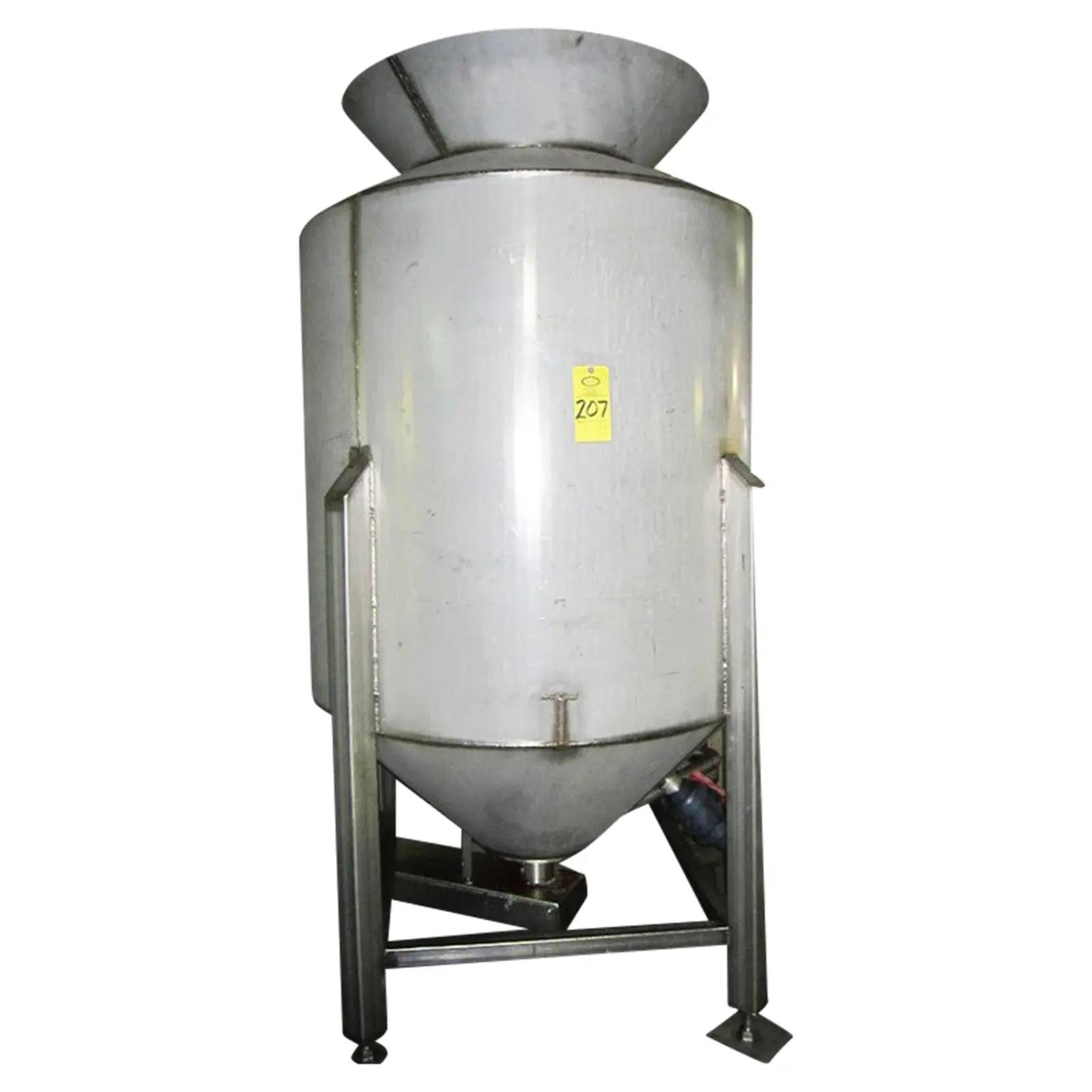 750 gallon Stainless Steel Mixing Tank, 1.5 HP, 4' diameter x 8' H tank, cone top & bottom - Image 2