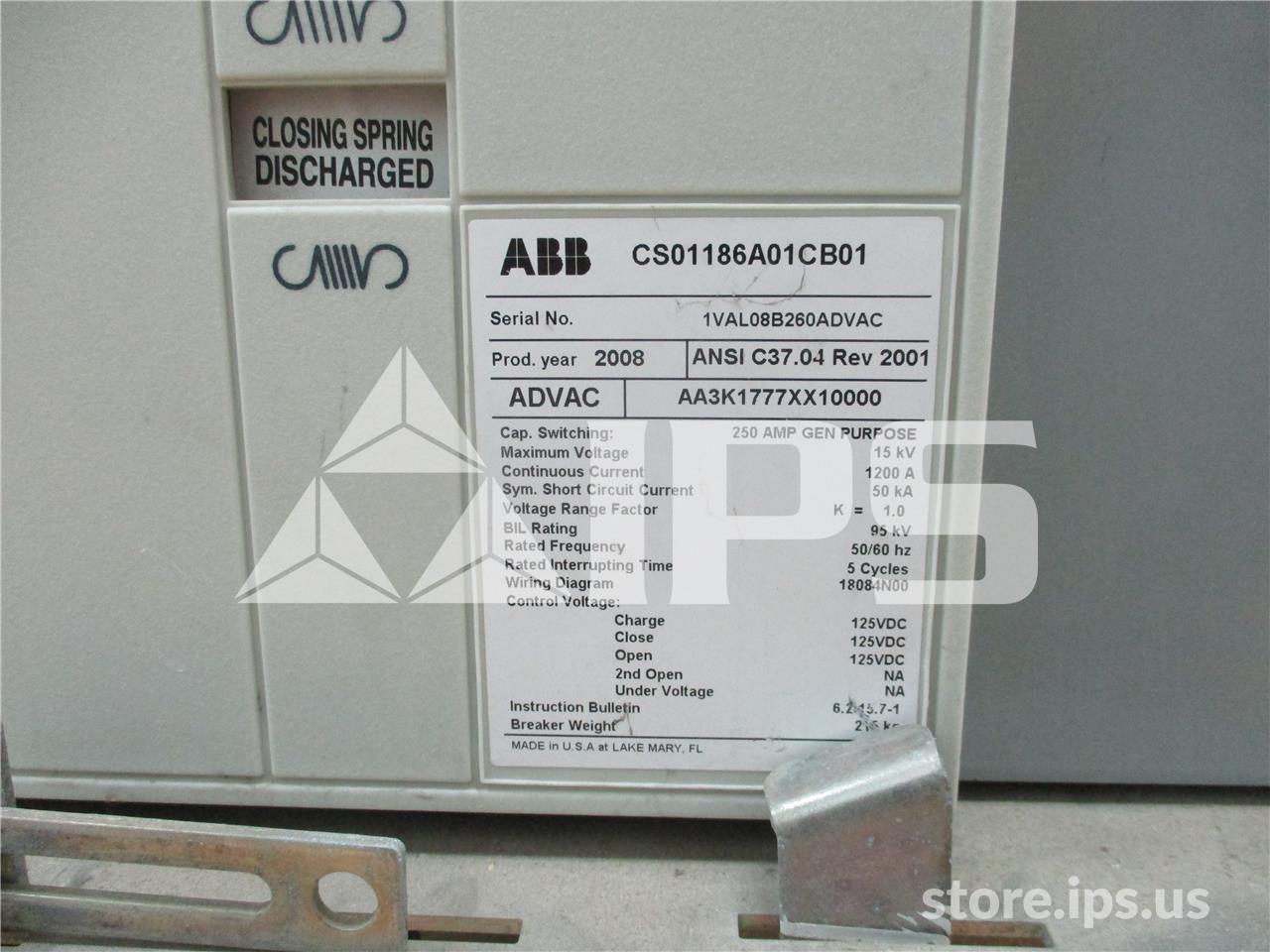 1200 Amps ABB Advac Aa3k1777xx10000 Model 3 (advac Model 3) 125 Volts DC Control - Image 4